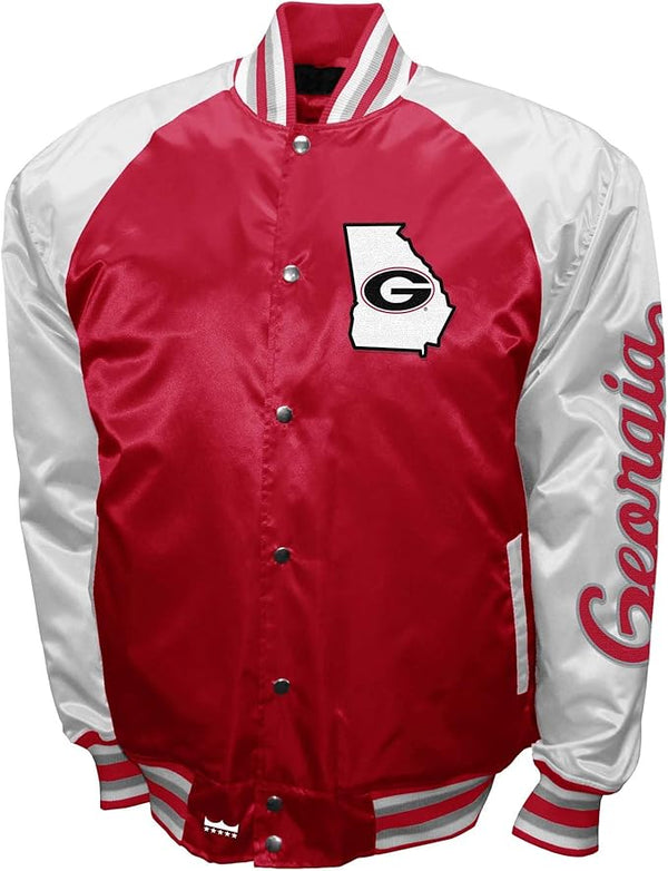 Men's Franchise Club Red Georgia Bulldogs The Game Satin Full-Snap Jacket