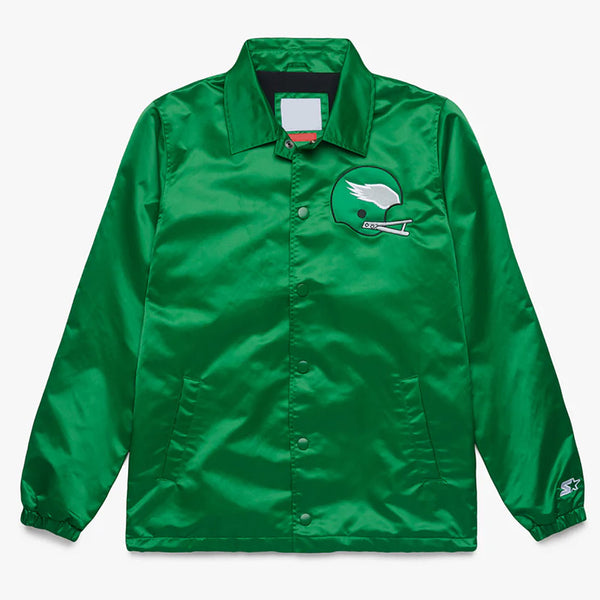 Starter Green Satin Philadelphia Eagles Coach Jacket