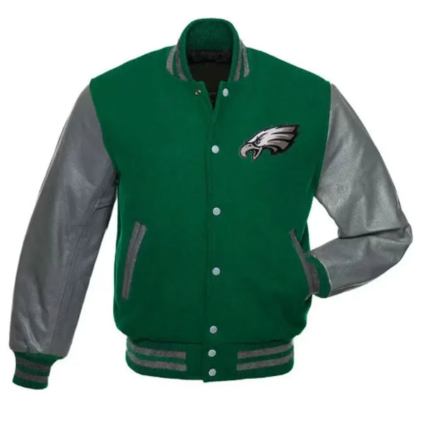 Philadelphia Eagles Green and White Letterman Jacket