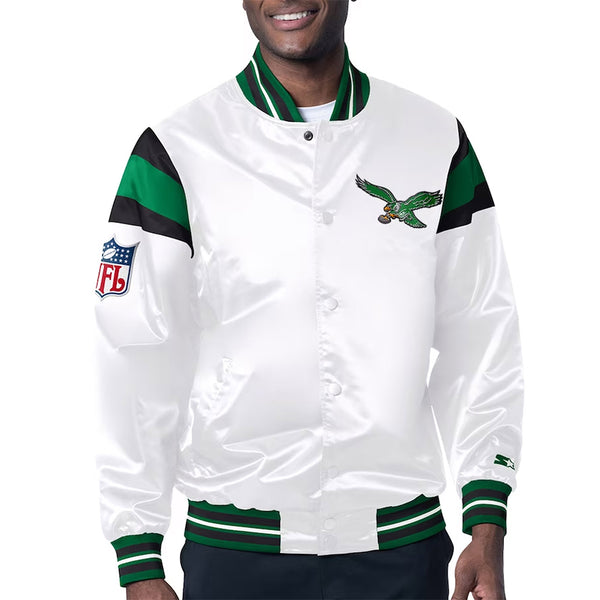 Satin Starter Philadelphia Eagles Midweight White Jacket